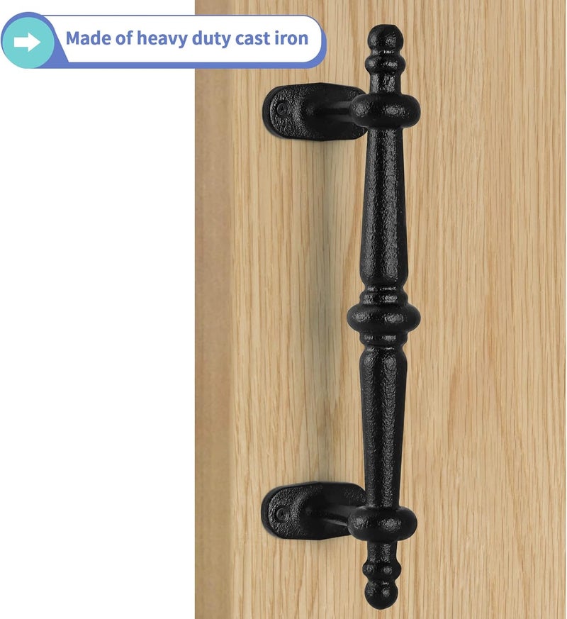 MOLIGOU Barn Door Pull Handle, 9" Heavy Solid Cast Iron Gate Handle, Rustic Door Handle for Fence, Shed, Garage - Image 4